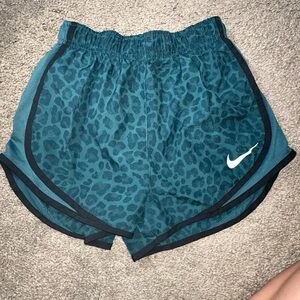 ⚡️ sparkly turquoise cheetah print Nike track shorts, size XS⚡️